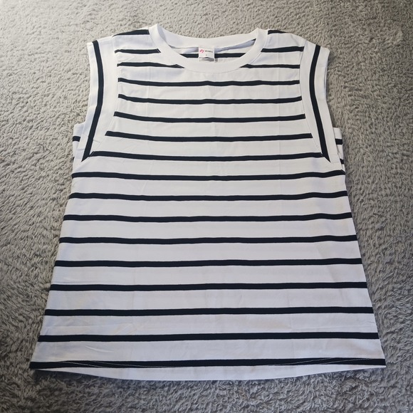WIHOLL Striped Tank Top Sleeveless Casual Basic Nautical Beach Summer Womens‎ S - Picture 1 of 8